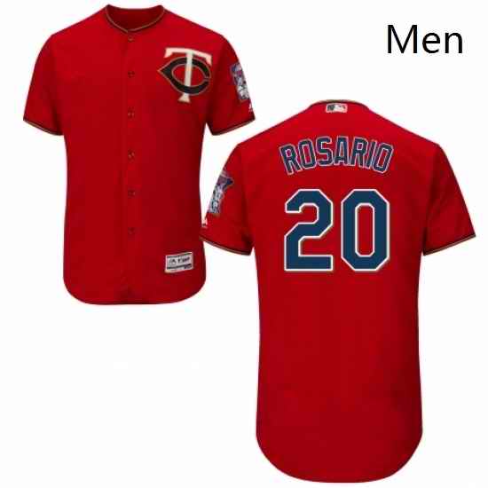 Mens Majestic Minnesota Twins 20 Eddie Rosario Authentic Scarlet Alternate Flex Base Authentic Collection MLB Jersey